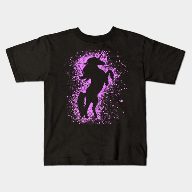 Magical Purple Unicorn Kids T-Shirt by Lady Lilac